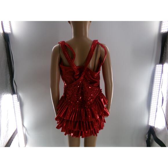 Dance Costume Large Child Red Curtain Call E2102 Jazz Tap Hip Hop Ruffle Pageant - Picture 3 of 3